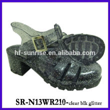 Klare Glitter High Heel Gelee Sandalen Frauen Kunststoff Sandalen Großhandel Gelee Sandalen